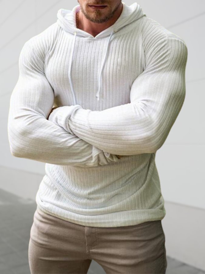 🔥Sale🔥 White Ribbed Knit Hoodies
