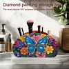 (US Local)DIY Gem Butterfly Design Wooden Diamond Painting Makeup Brush Storage Box Kit