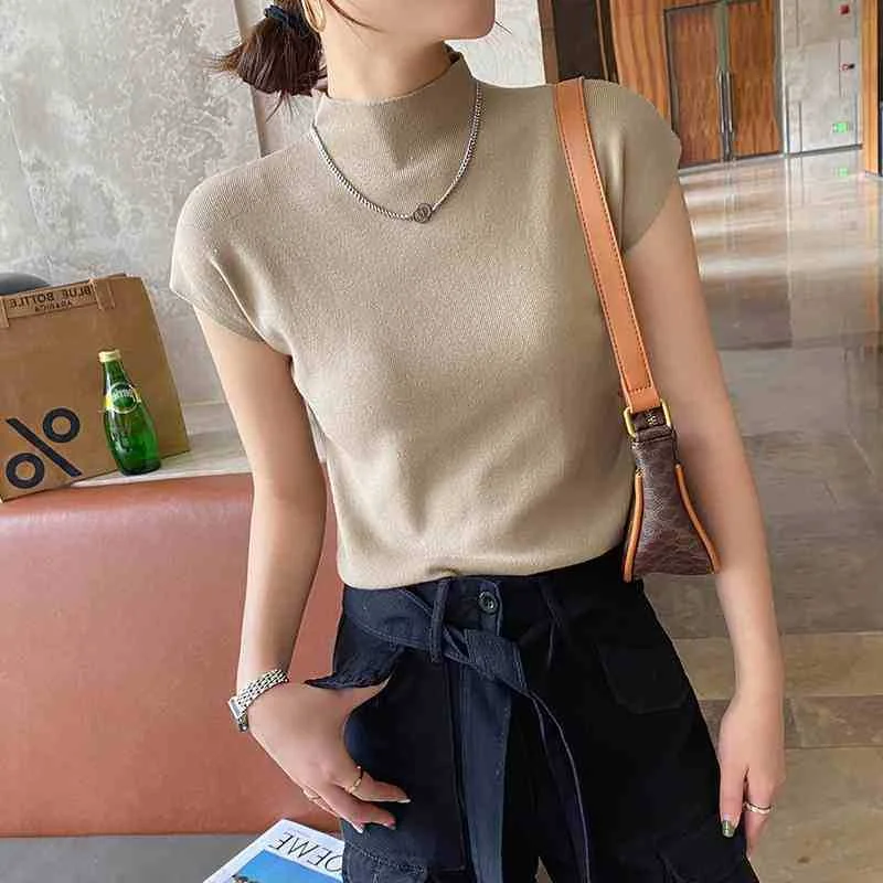 Uveng Uveng Collar Bottomed Shirt Women With A New Short-Sleeved Knitted Shirt Slim 2025 Spring And Autumn Thin Vest Short Top