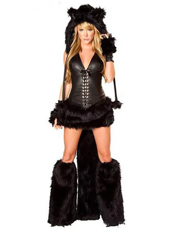 Black Bear Womens Halloween Animal Costume-elleschic