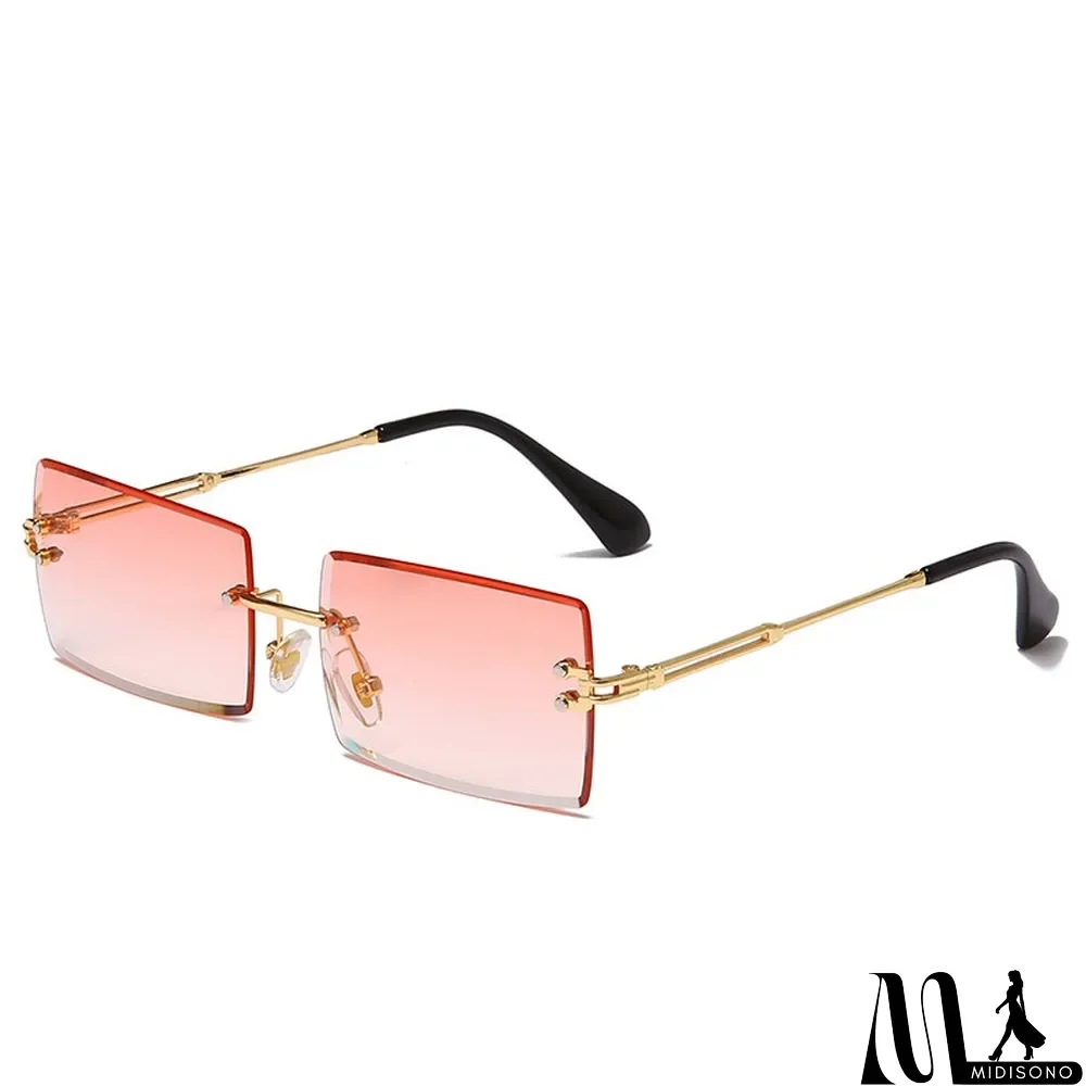 MidiSono - Women Rimless Metal Square Sunglasses
