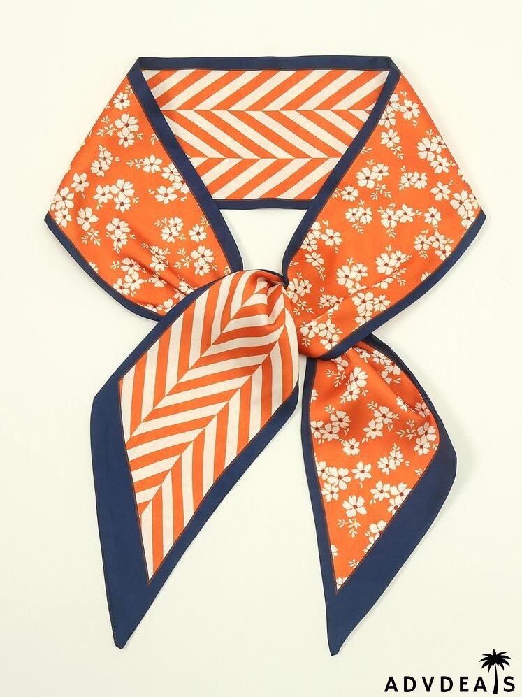 Flower Print Skinny Scarf