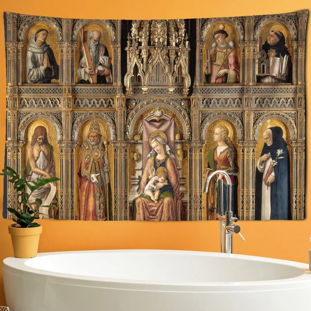 Christ Jesus Tapestry Wall Hanging Artistic Polyester Fabric Cottage Dorm Wall Art Home Decoration Brown Wall Decoration