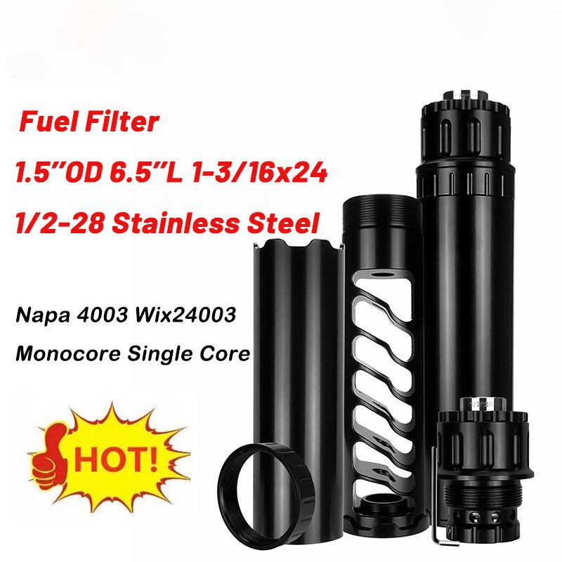 6.5''L Alu Single Core Fuel Filter Solvent Trap 13/16x24 Monocore 10