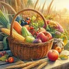 (Counted)Autumn Harvest Fruit And Vegetable Basket-11CT Cross Stitch 40*40cm/15.75*15.75in