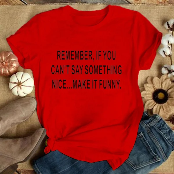 Cute "Make It Funny" Saying T-Shirts, Women Graphic Tee for Casual Wear, Funny Tee for Spring Summer and Fall