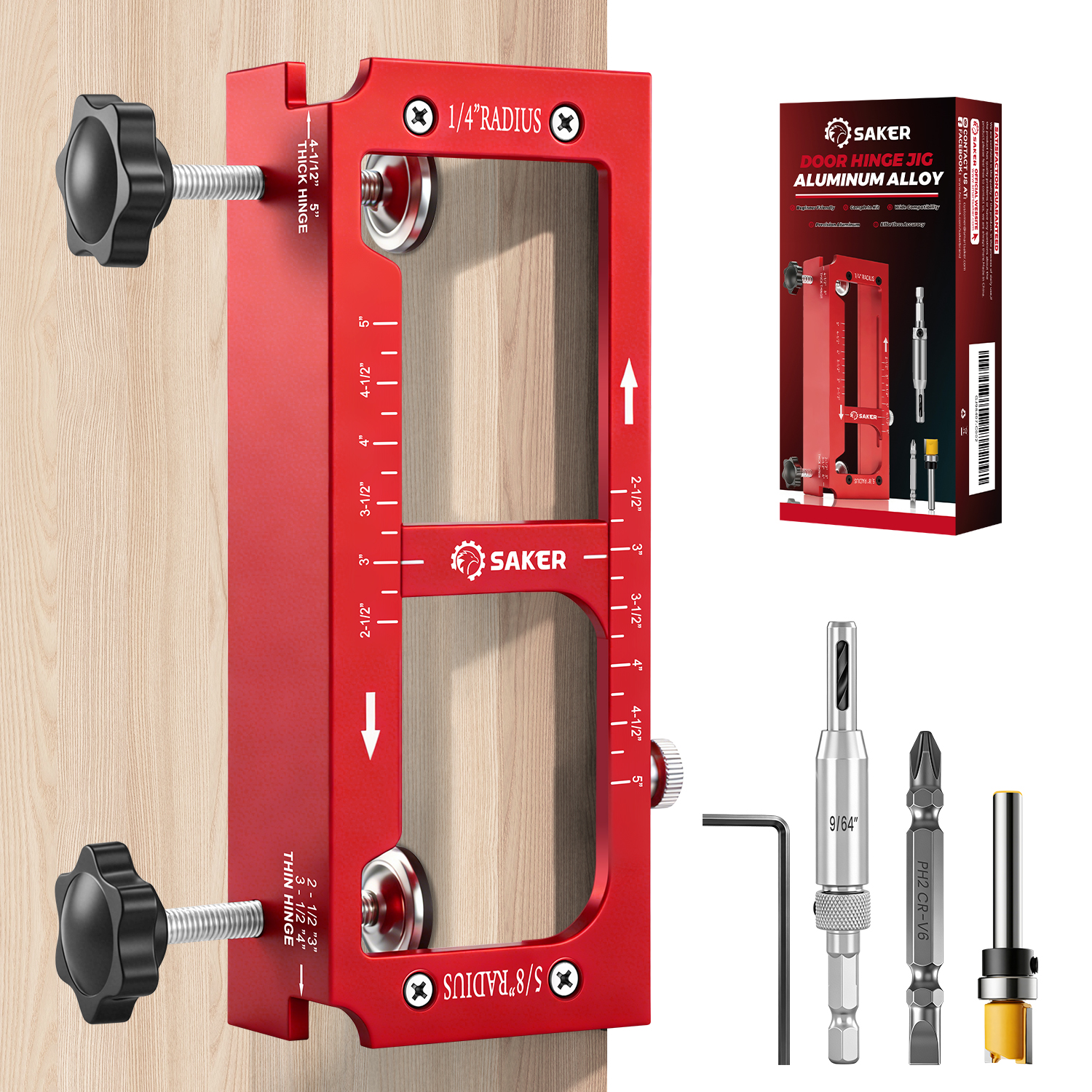 Saker® Adjustable Aluminum Door Hinge Router Jig