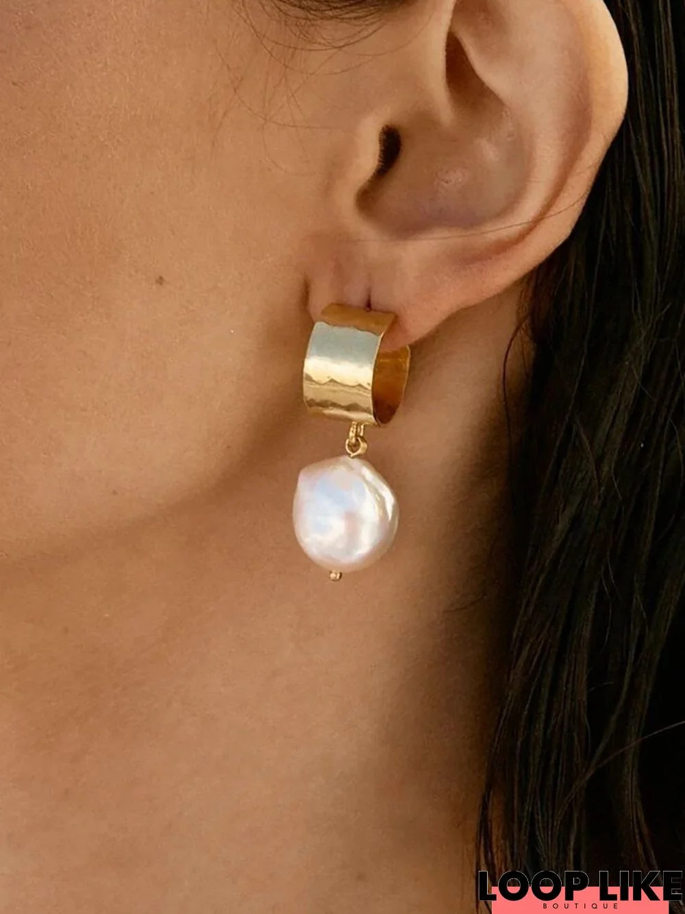 Boho Gold Geometric Pearl Earrings Beach Vacation Ethnic Jewelry