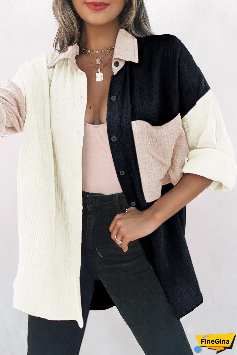 Linen Blend Shirt with Buttons