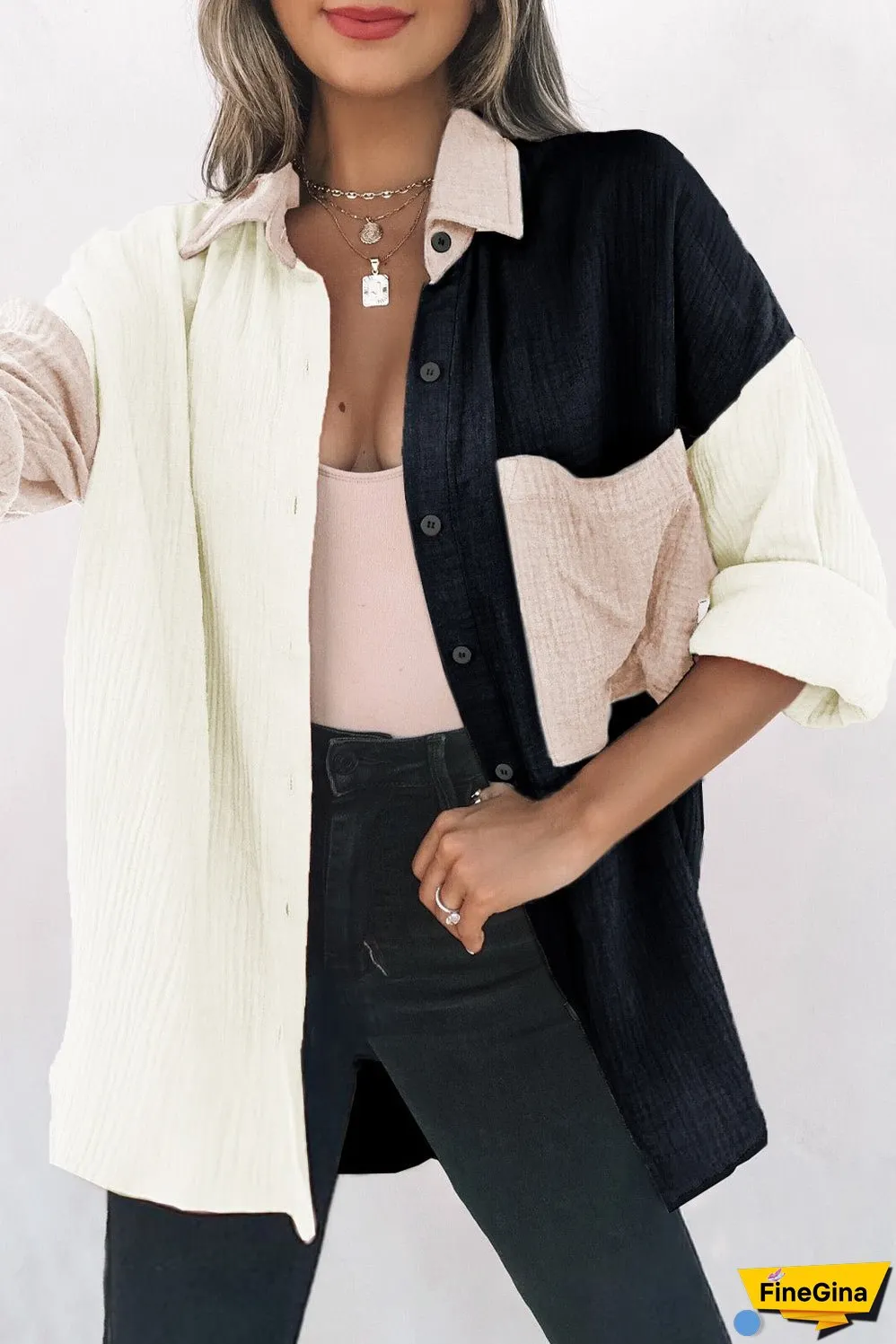 Linen Blend Shirt with Buttons
