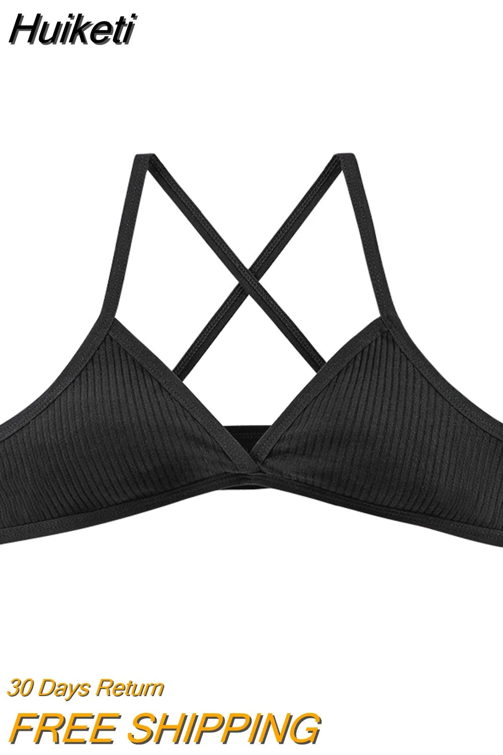 Huiketi Cotton Bras For Women Thin Sport Style Unlined Bralette Sexy Deep V Triangle Cup Cross Beauty Back Bra