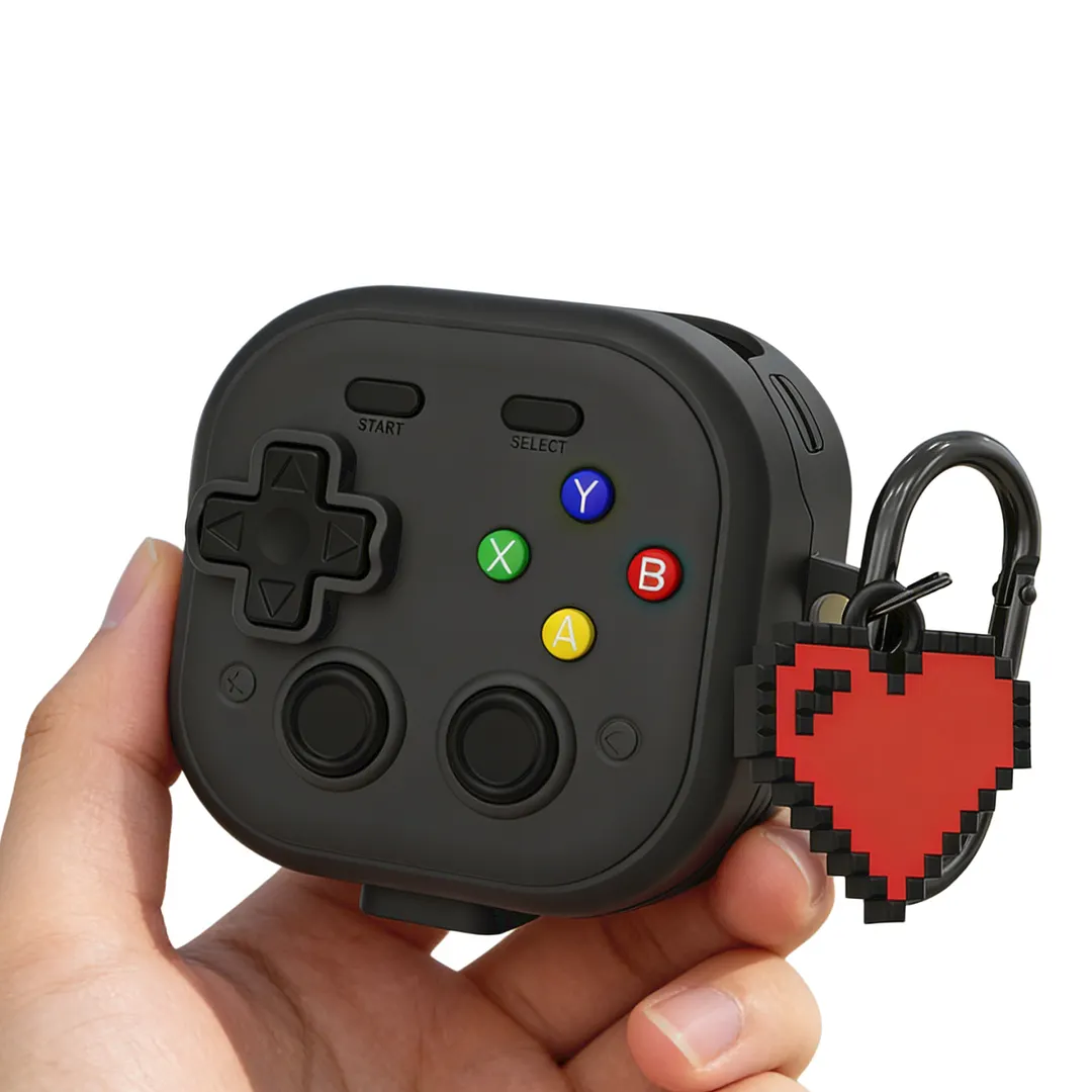 Protective Case Game Console Design Protective Skin Cover W/ Secure Lock Clip Compatible for Samsung Galaxy Buds 4/4 Pro 2026