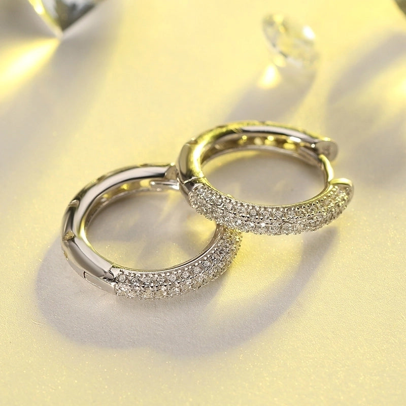 White Gold Plated Silver Plated 925 Sterling Silver Silver ZIRCON Circle Round Oval EARRINGS Hoop Earrings