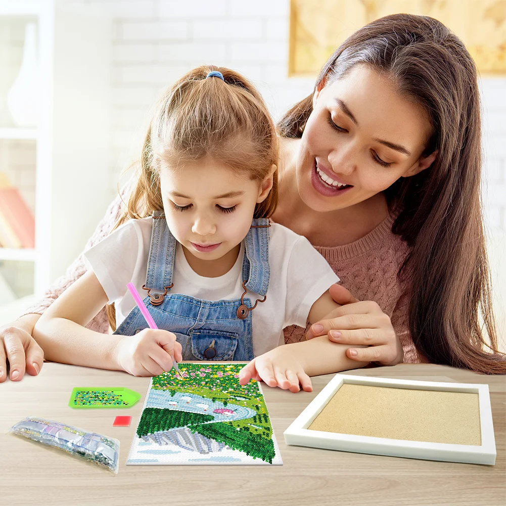 DIY Landscape Full Drill Diamond Painting for Beginners(Canvas|15*20cm)【with Plastic Frame】