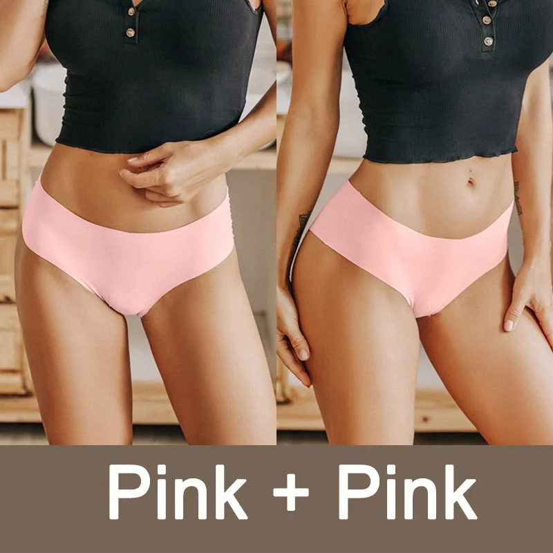 2PCS/Set Seamless Panties Women Sexy Underwear V Desgin Waist Briefs Plus Size Brazillian Pantys Female Lingerie Underpants