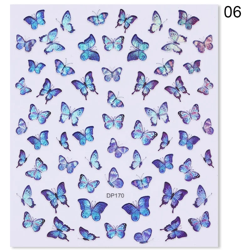 1 Sheet Nail Art 3D Nail Sticker Butterfly Colorful Nail Decals Fairy Tales Nail Transfer Decals Nail Decorations DIY Design