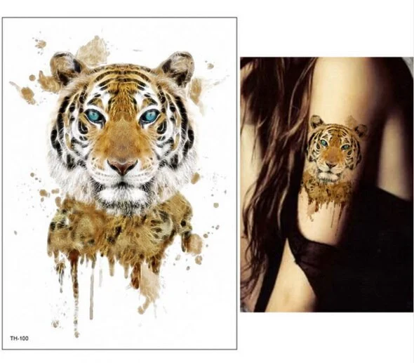 21*15cm NEW Temporary Tattoo Sticker cute leopard wolf tiger animals pattern Waterproof body art fake tattoo women men DIY paint