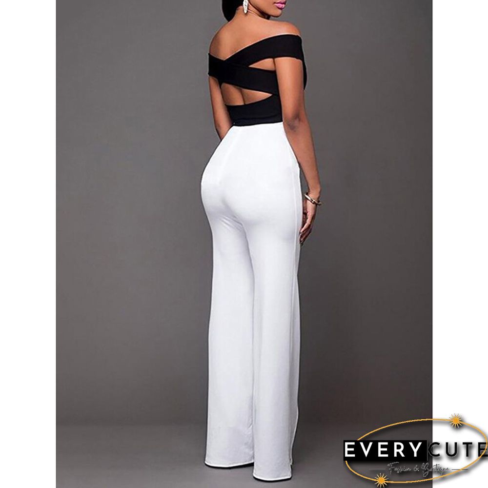 White Button Detail Casual Flare Pants