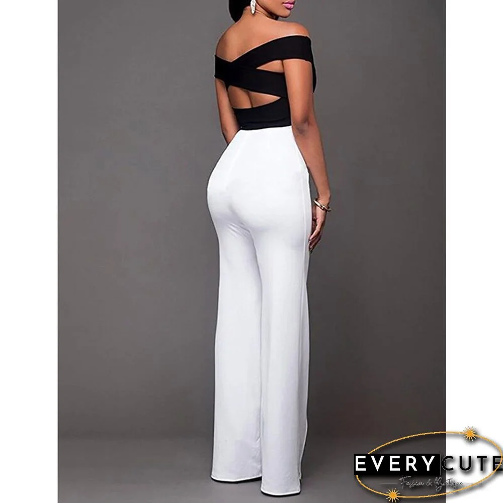 White Button Detail Casual Flare Pants