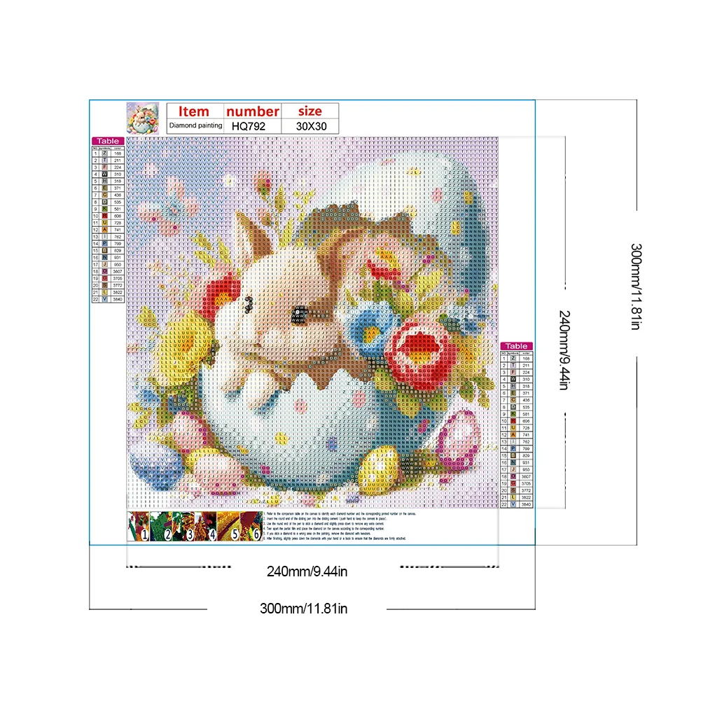 Full Round Diamond Painting 30*30cm - Rabbit In Easter Egg