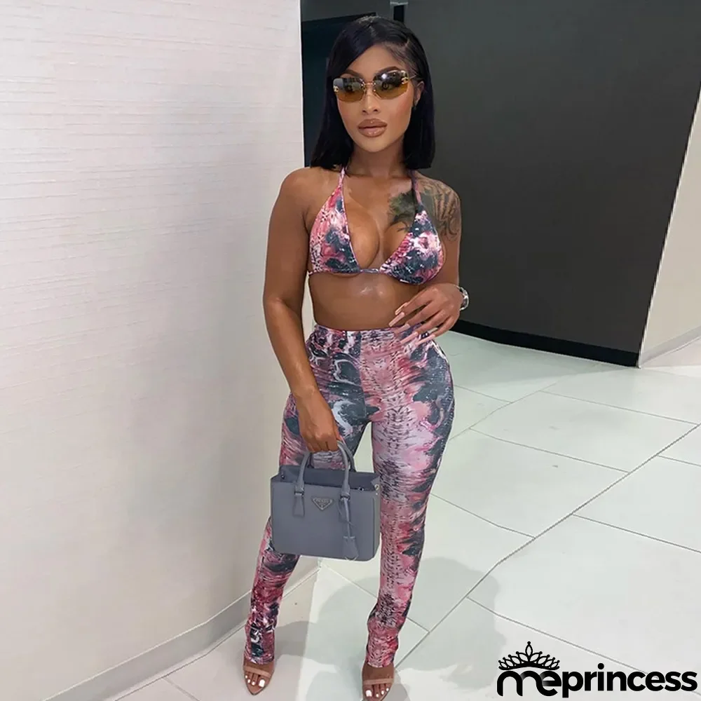 Digital Positioning Printing Sexy Women 2-Piece Set