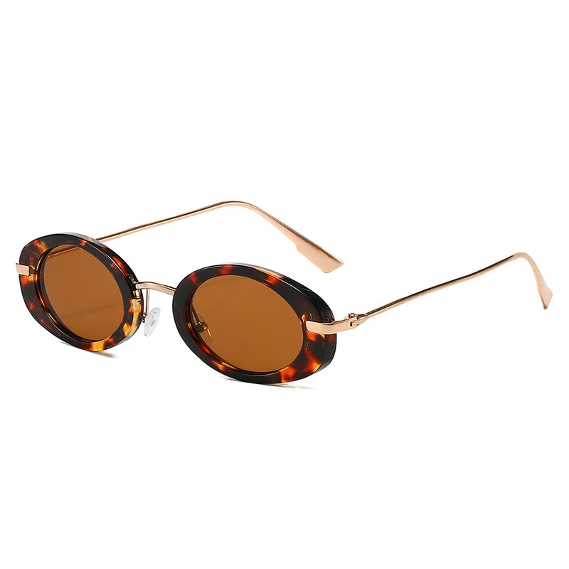 Casual Solid Color Leopard Pc Oval Frame Full Frame Women’s Sunglasses