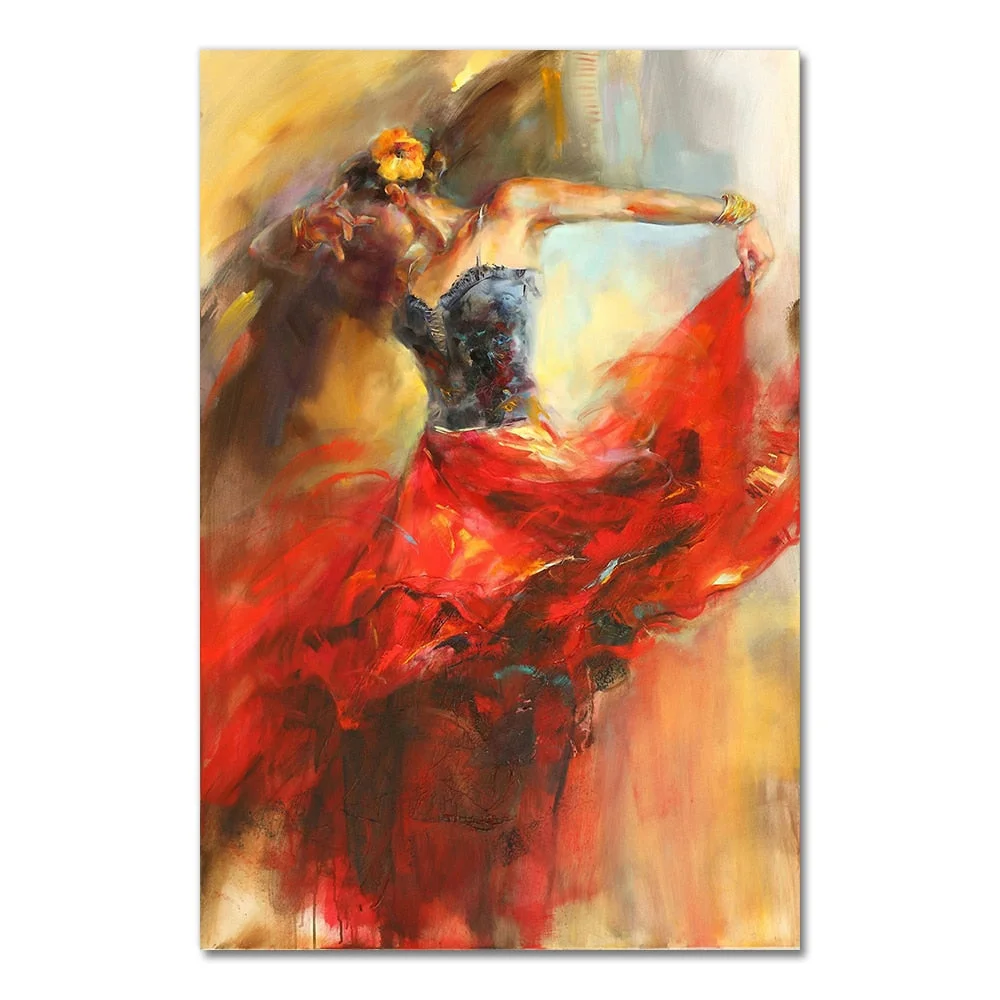 Spanish Flamenco Beauty Dancer Art Oil Canvas Painting Vintage Figure Posters And Prints Wall Art Picture Modern Hme Decoration