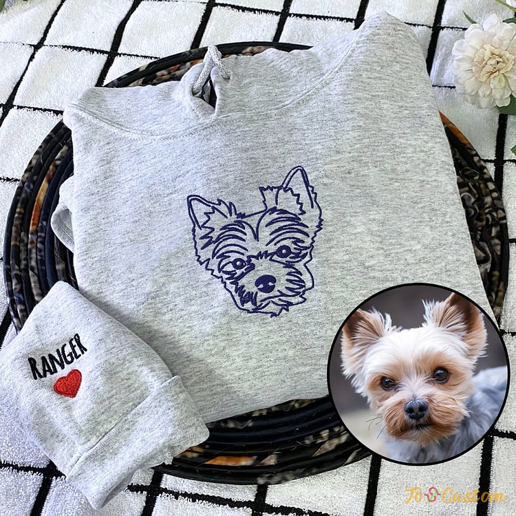 TOSCUSTOM™ Custom Yorkshire Terrier Sweatshirt or Hoodie Embroidered with Name