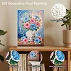 (20x30cm)DIY Flower Vase Framed Handmade Pearl Painting Art Craft Kit Living Home Decor