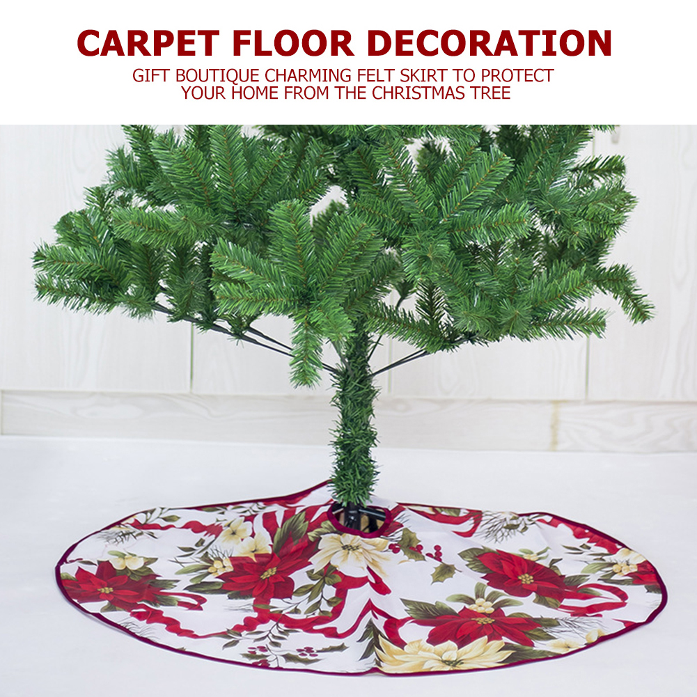 

Floral Print Christmas Tree Skirt Floor Mat Festival Decor for New Year, 501 Original