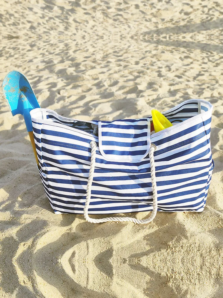 Vacation Casual High Capacity Magnetic Button Beach Bag