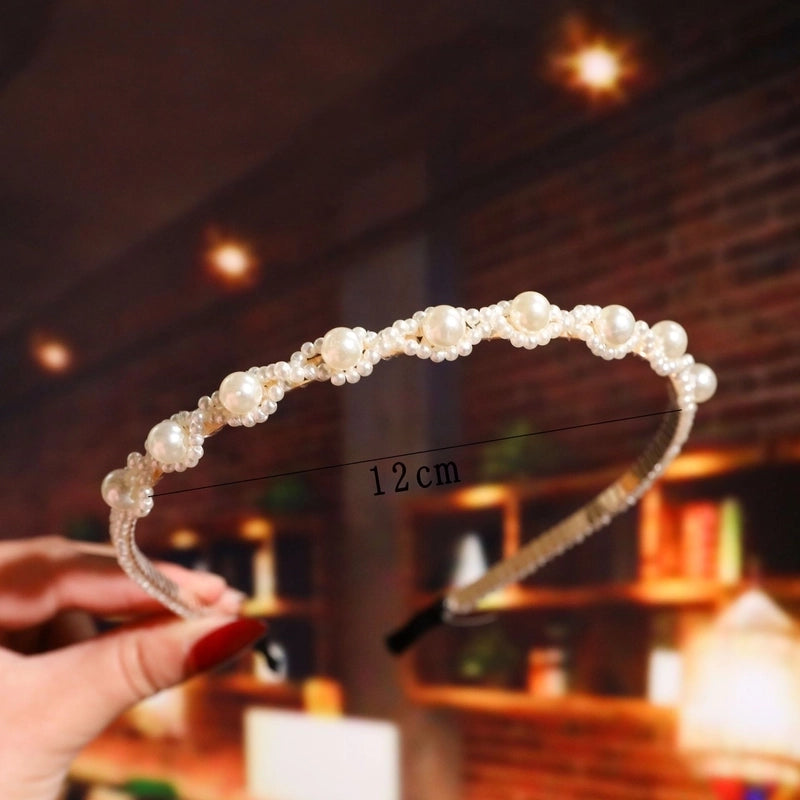 Women’s Fashion Waves Alloy Inlay Artificial Pearls Headwear