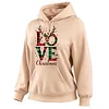 Women's Vintage Love Elk Christmas Print Long-Sleeve Mint Green Hoodie by Inlyline