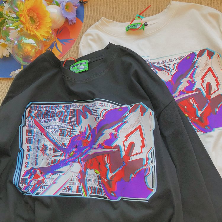Neon Genesis Evangelion EVANGELION-01 Pop Style Long Sleeve T-shirt weebmemes