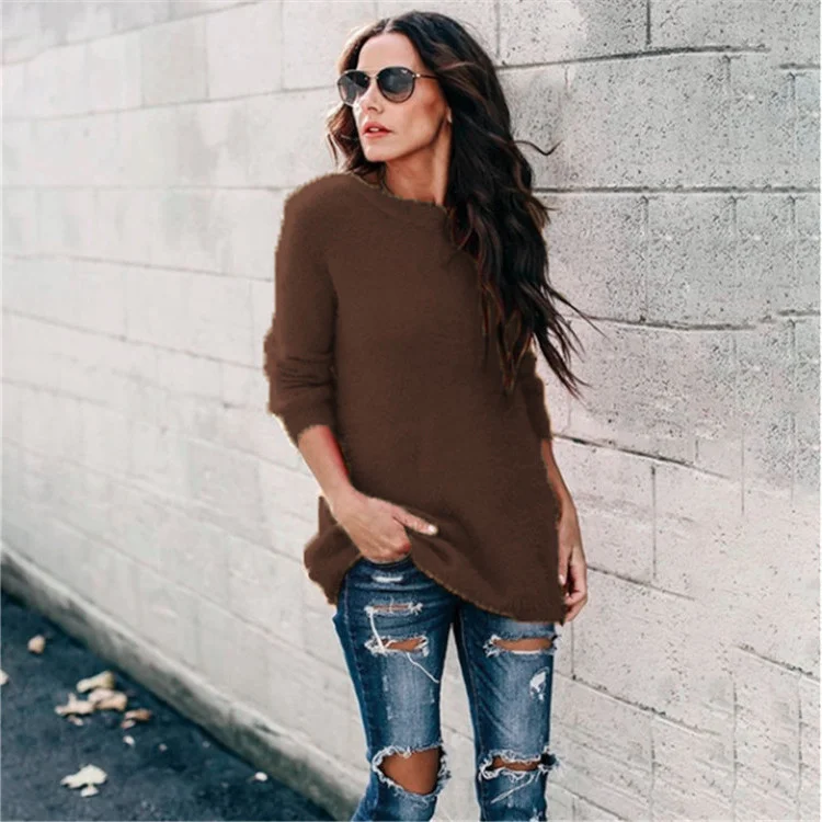 Uveng Uveng 2024 New Fast Selling Burst Knitted Shirt Splicing Tset-Head Sweater Woman