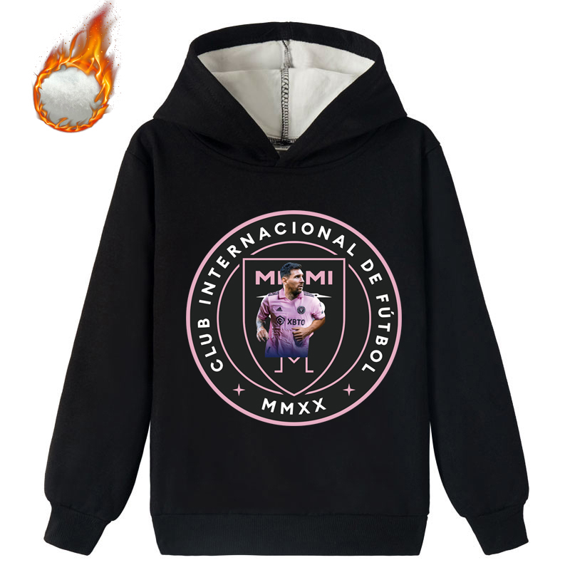 Mayoulove Messi Fleece Hoodie for Kids - Unisex Soccer Sweatshirt, Perfect Gift for Boys & Girls-Mayoulove