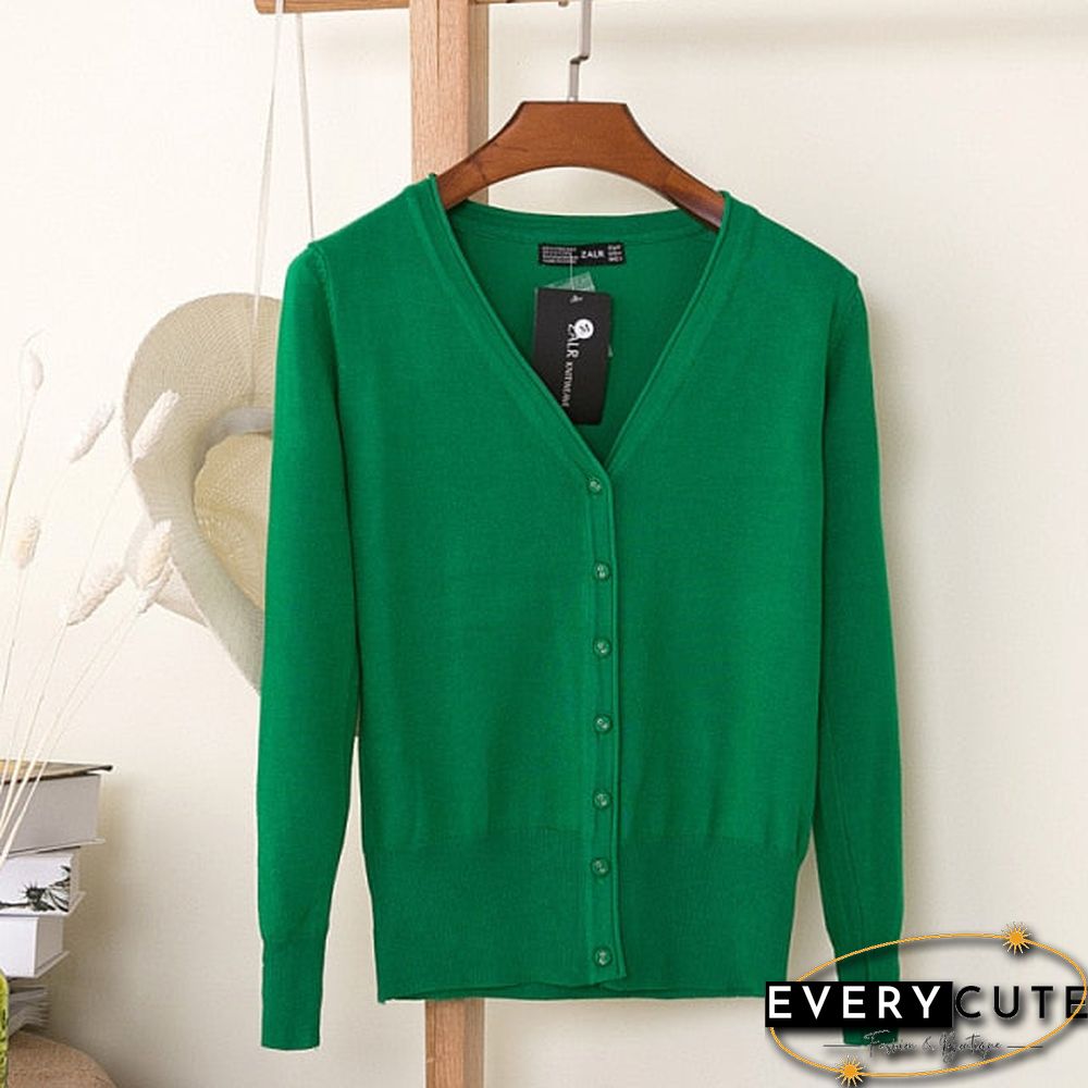 Casual Women Knitted Cardigan Sweater Autumn Winter Women Solid Color V-Neck Long Sleeve Plus Size Crochet Knit Sweater Coat