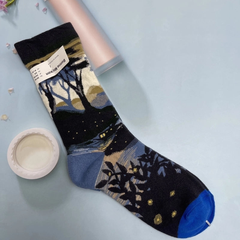 Women’s Minimalist Human Houndstooth Cotton Crew Socks A Pair