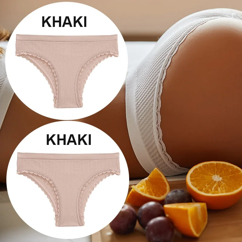 FINETOO 2PCS/Set Women Lace Seamless Sexy Panties 6 Solid Color Brazilian Panty Girl Briefs Lingerie Underpant M-2XL Underwear