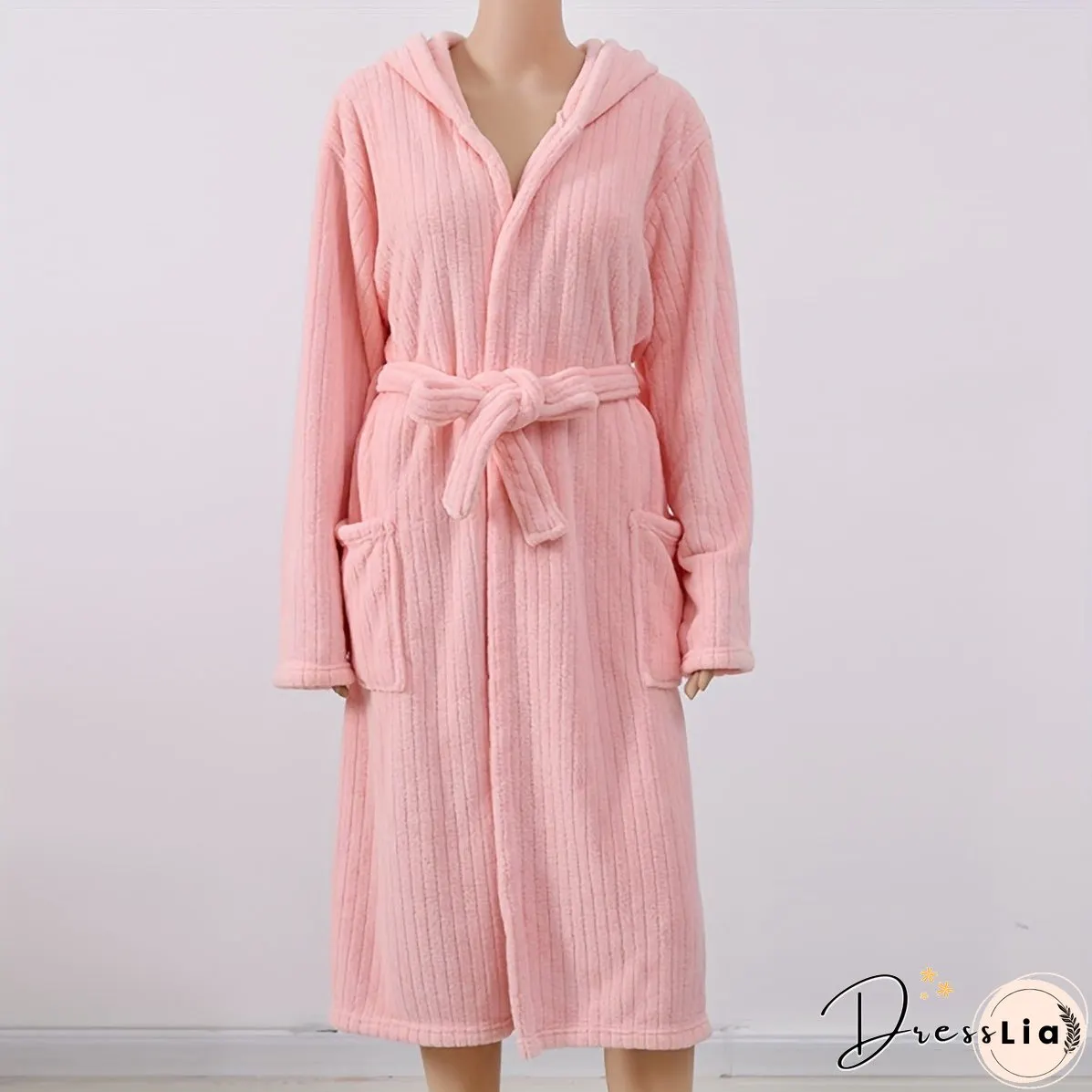 Coral Fleece Bathrobe Women Soft Hooded Robe Wearable Bath Skirt Absorbent Wrap Towel