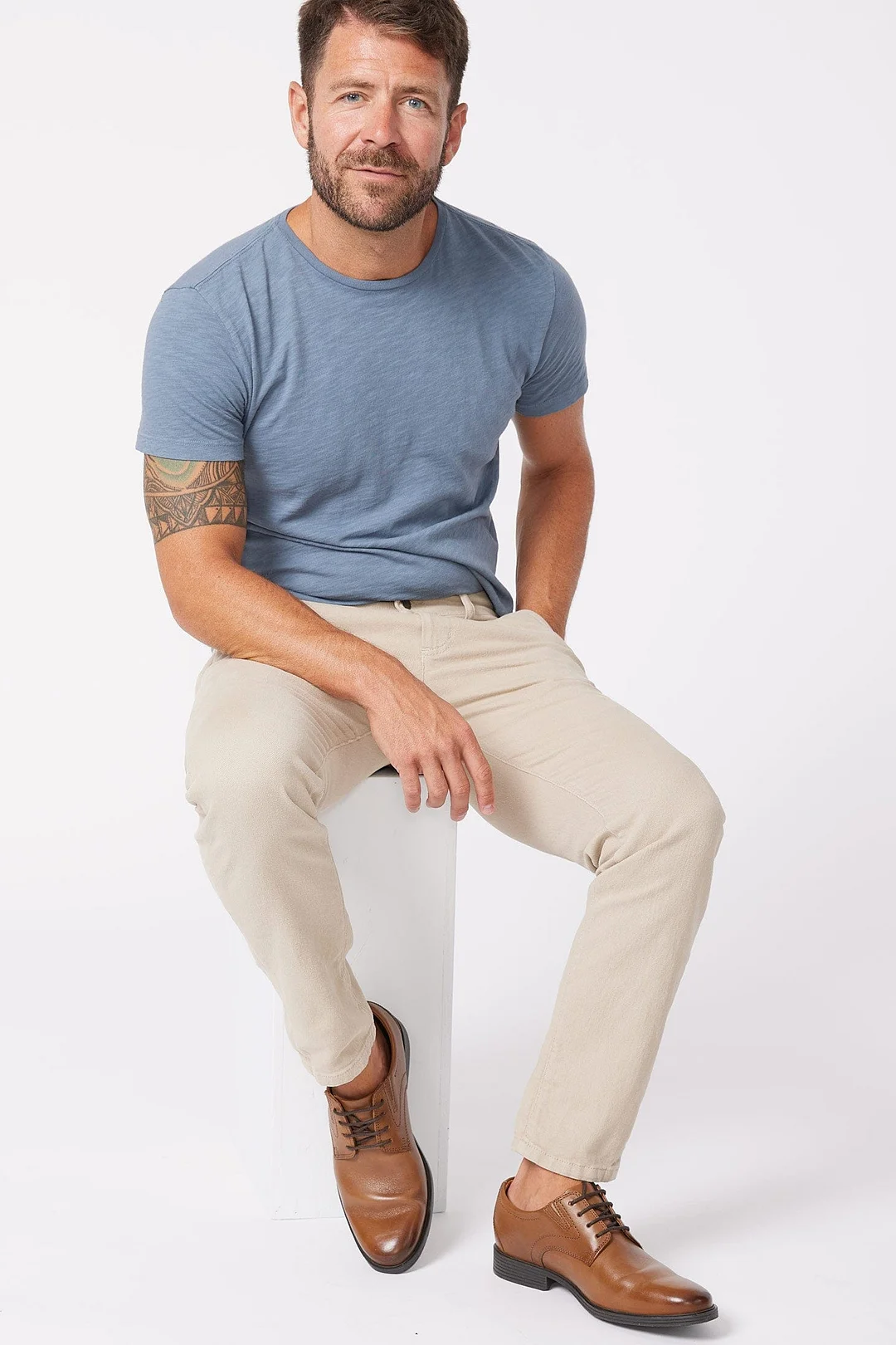 Khaki Washed Stretch Chino
