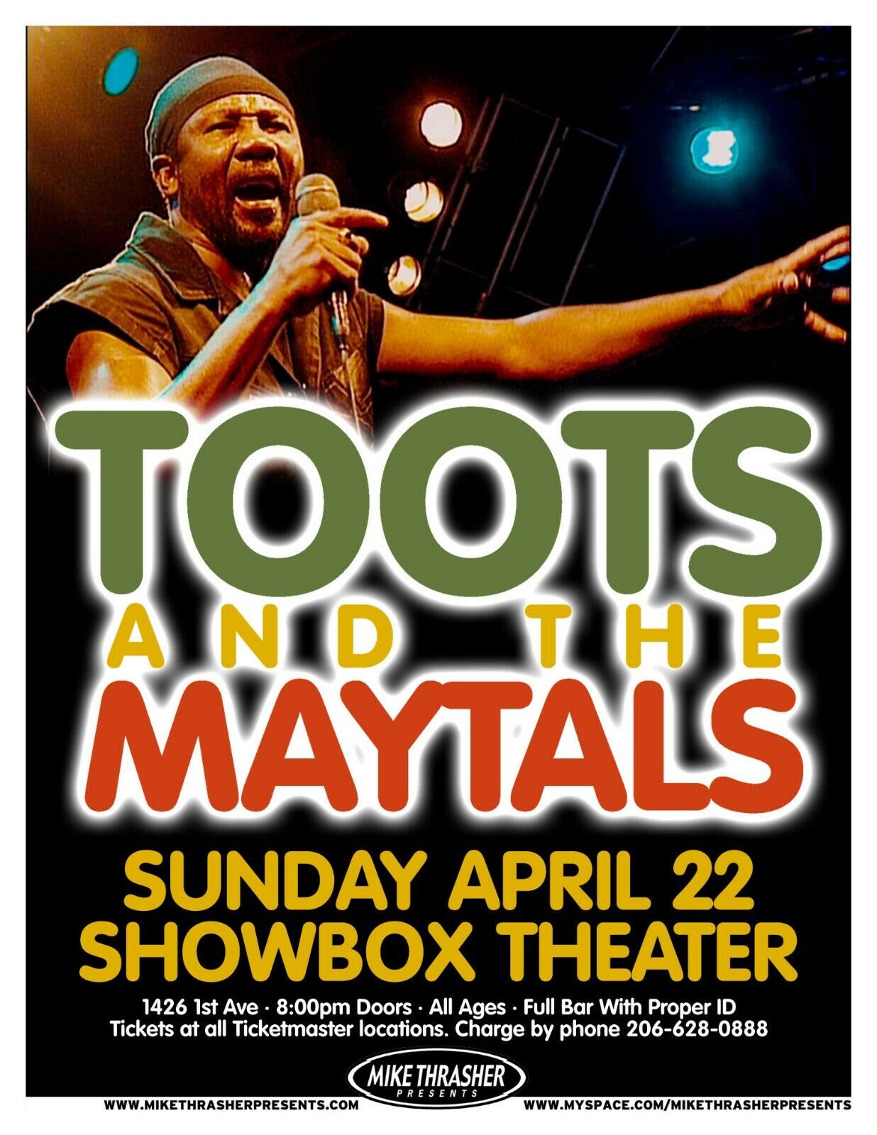 TOOTS AND THE MAYTALS 2007 Gig POSTER Seattle Concert Washington