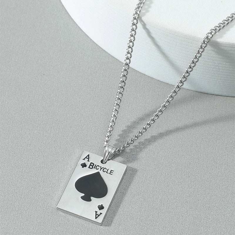Punk Style Playing Cards Spades Pendant Necklace Jewelry