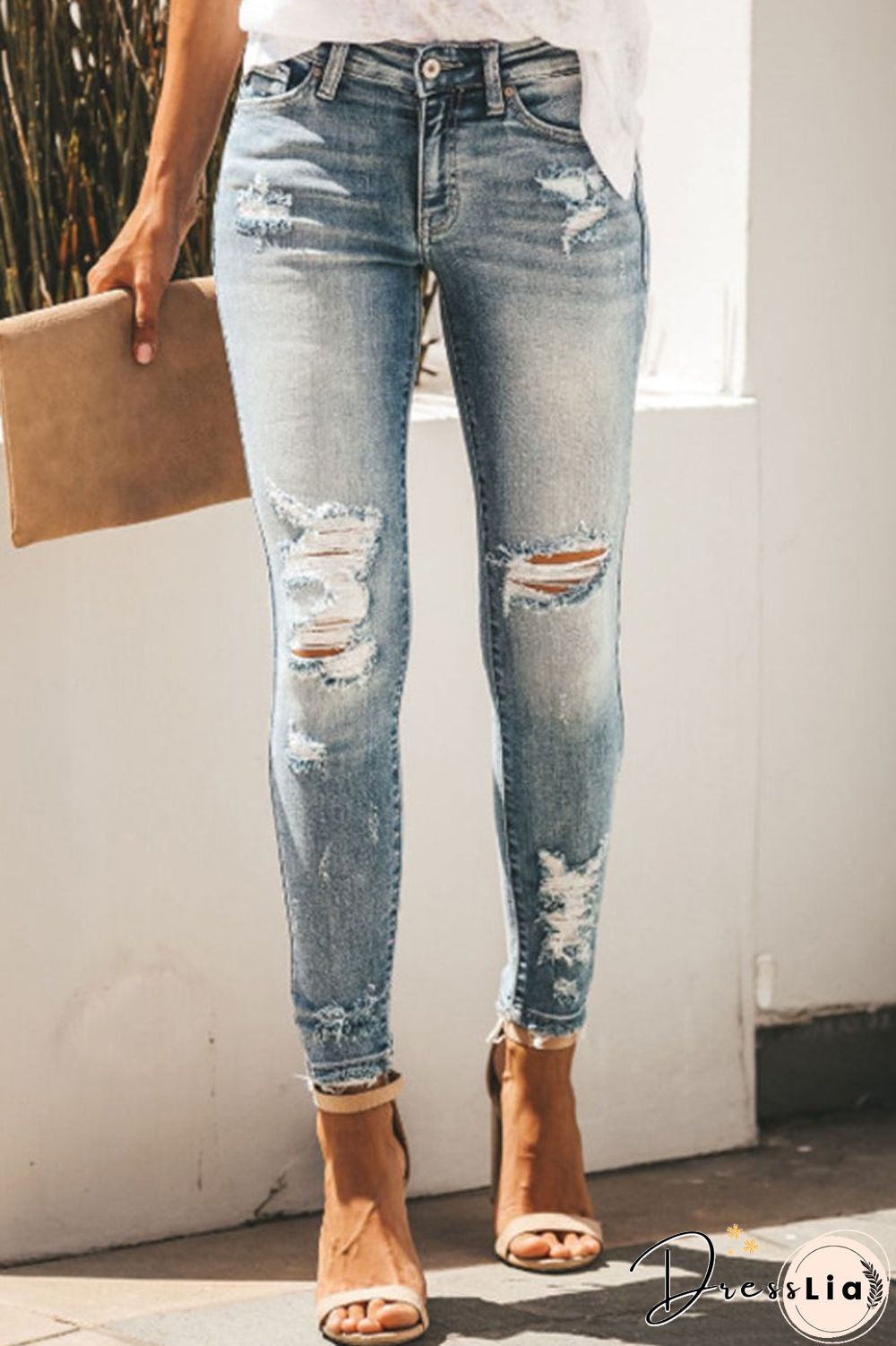 Denim Hole Distressed Skinny Jeans