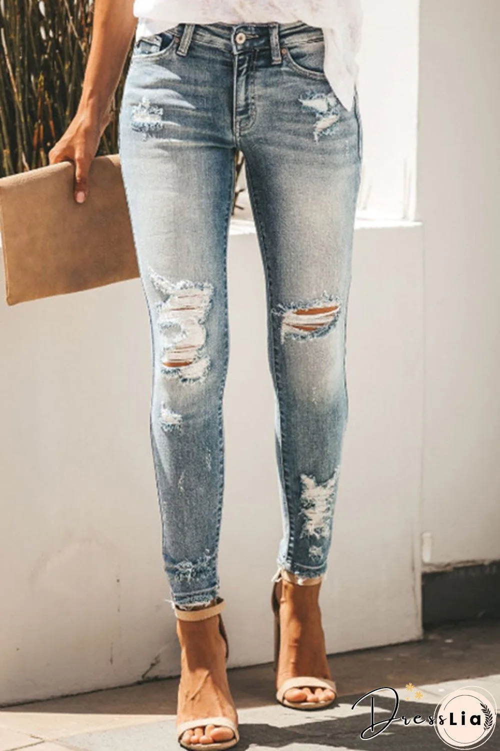 Denim Hole Distressed Skinny Jeans