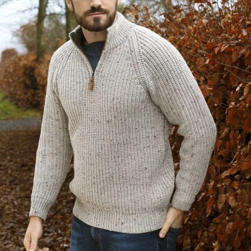 Knit sweater solid color turtleneck sweater
