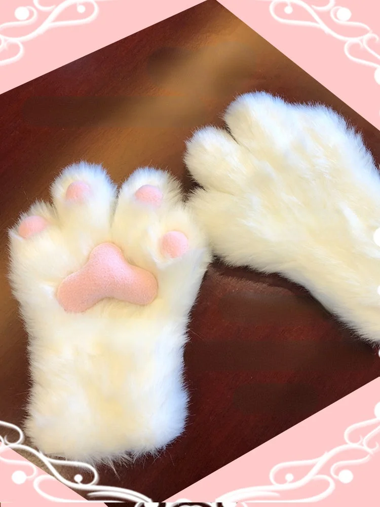 Super Furry Kawaii Cat Paw Gloves Cosplay Fursuit SP17542