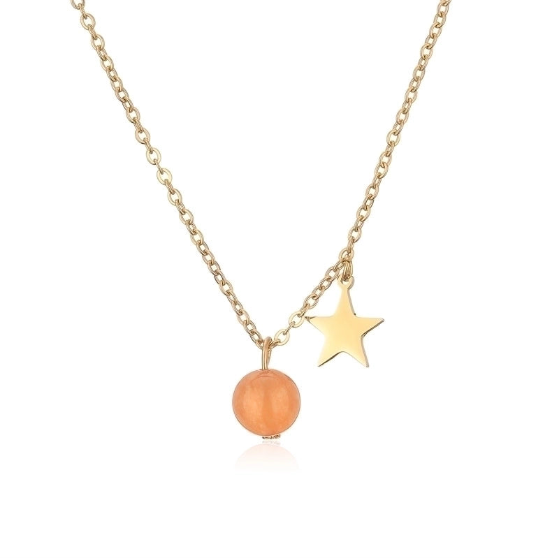 Casual Minimalist Star 304 Stainless Steel Natural Stone Plating Pendant Necklace