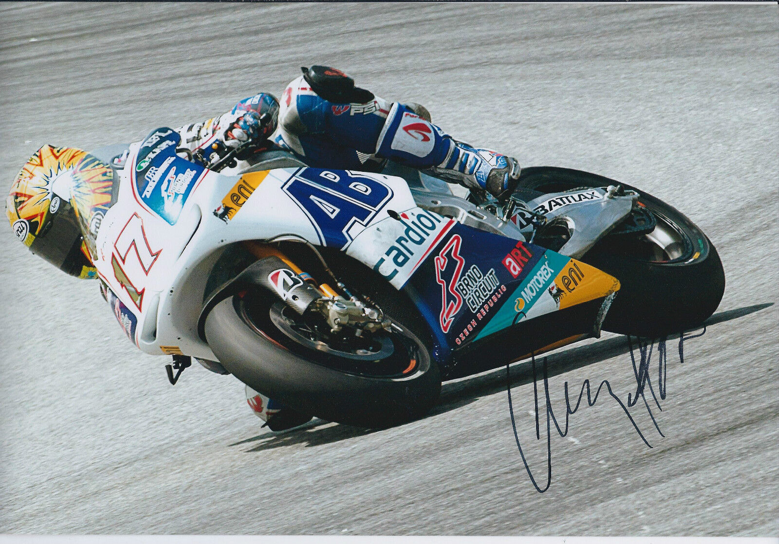 Karel ABRAHAM SIGNED 12x8 Photo Poster painting MotoGP Rider AFTAL Autograph COA Cardion AB Team