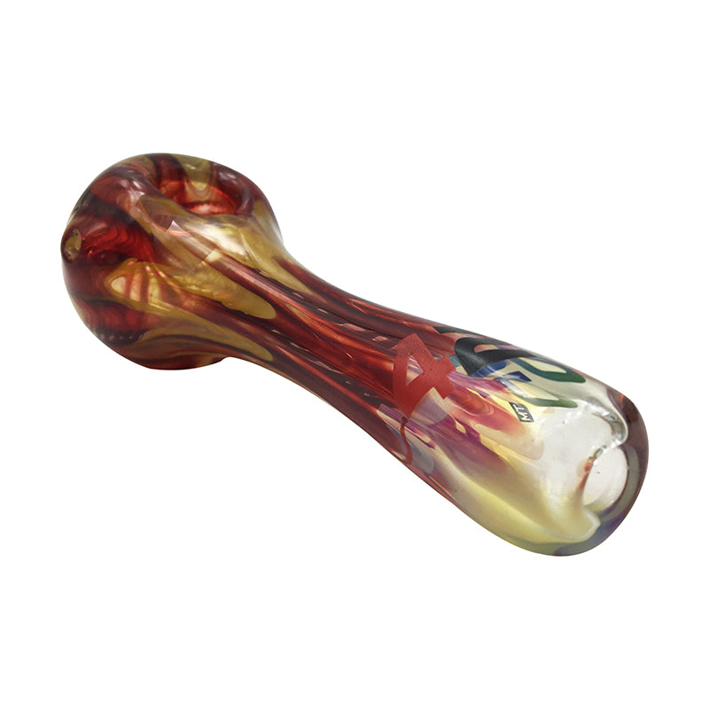 Glass Spoon Pipe Heavy Gold Fume with Small Heart